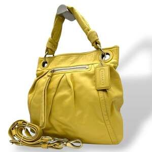 Coach Parker F13416 Shoulder Bag/Handbag, Yellow Leather Convertible with Gat...
